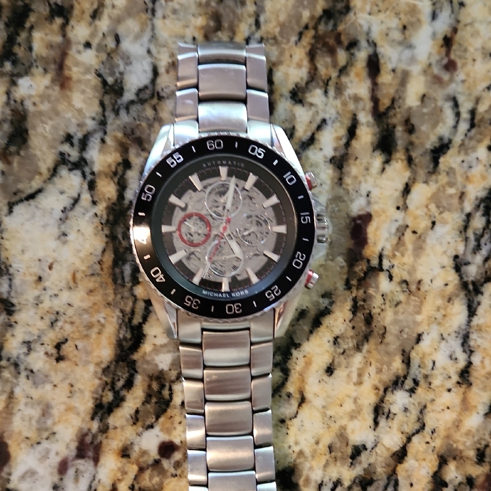 Michael Kors Silver and Black Men's Watch